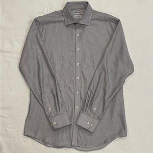 Twillory Mens Dress Shirt Tailored Fit 16.5  34/35   Cotton Blue Check White